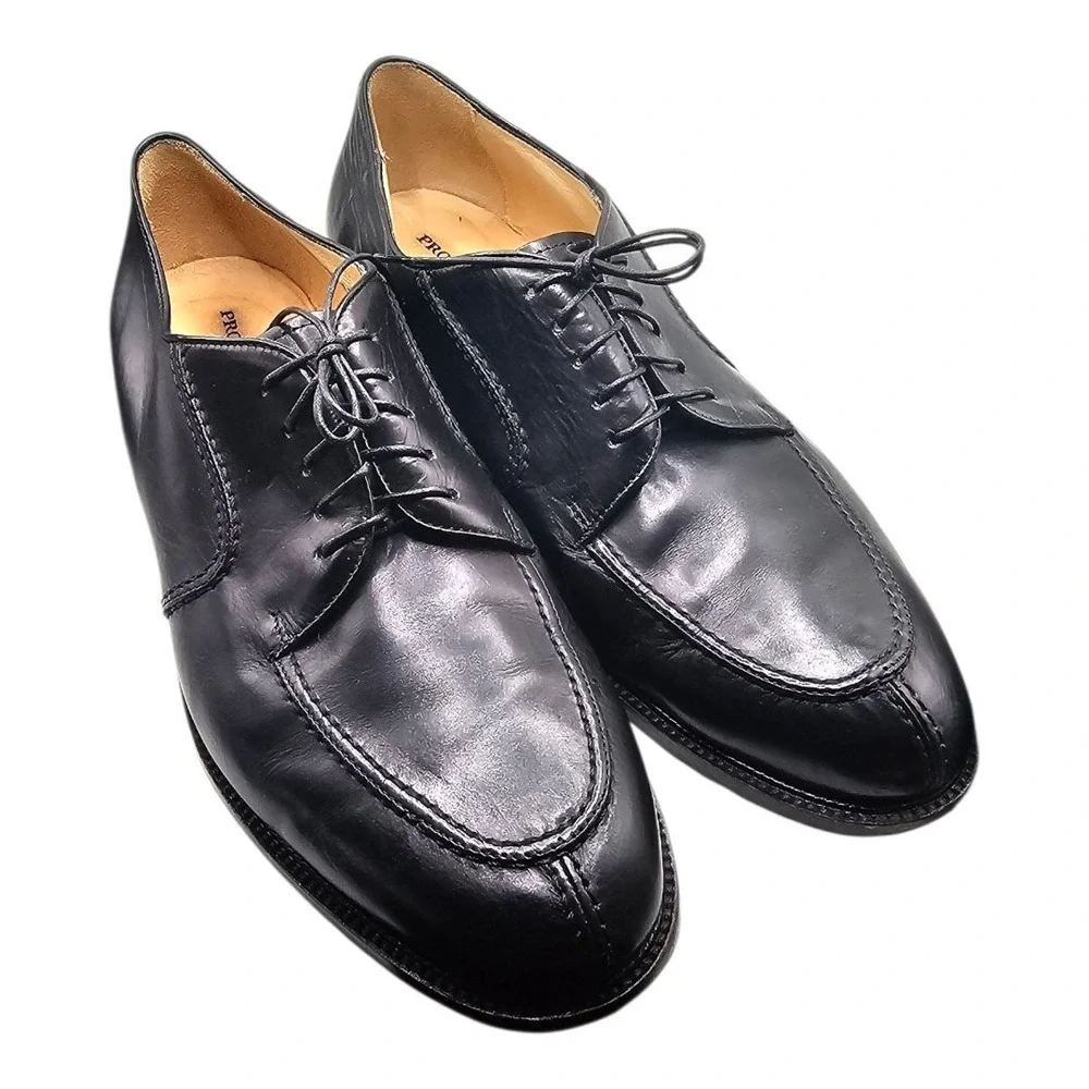 PRONTO UOMO Black Leather‎ Split Toe Oxfords Lace Up Shoes Men's Sz 13M US/46 EU